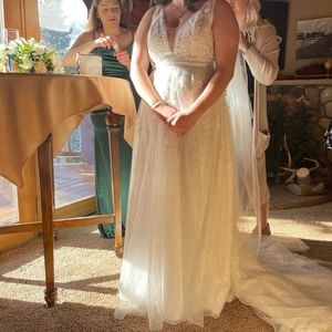 Lillian West wedding dress style 66170. Ivory/sand/nude size 12